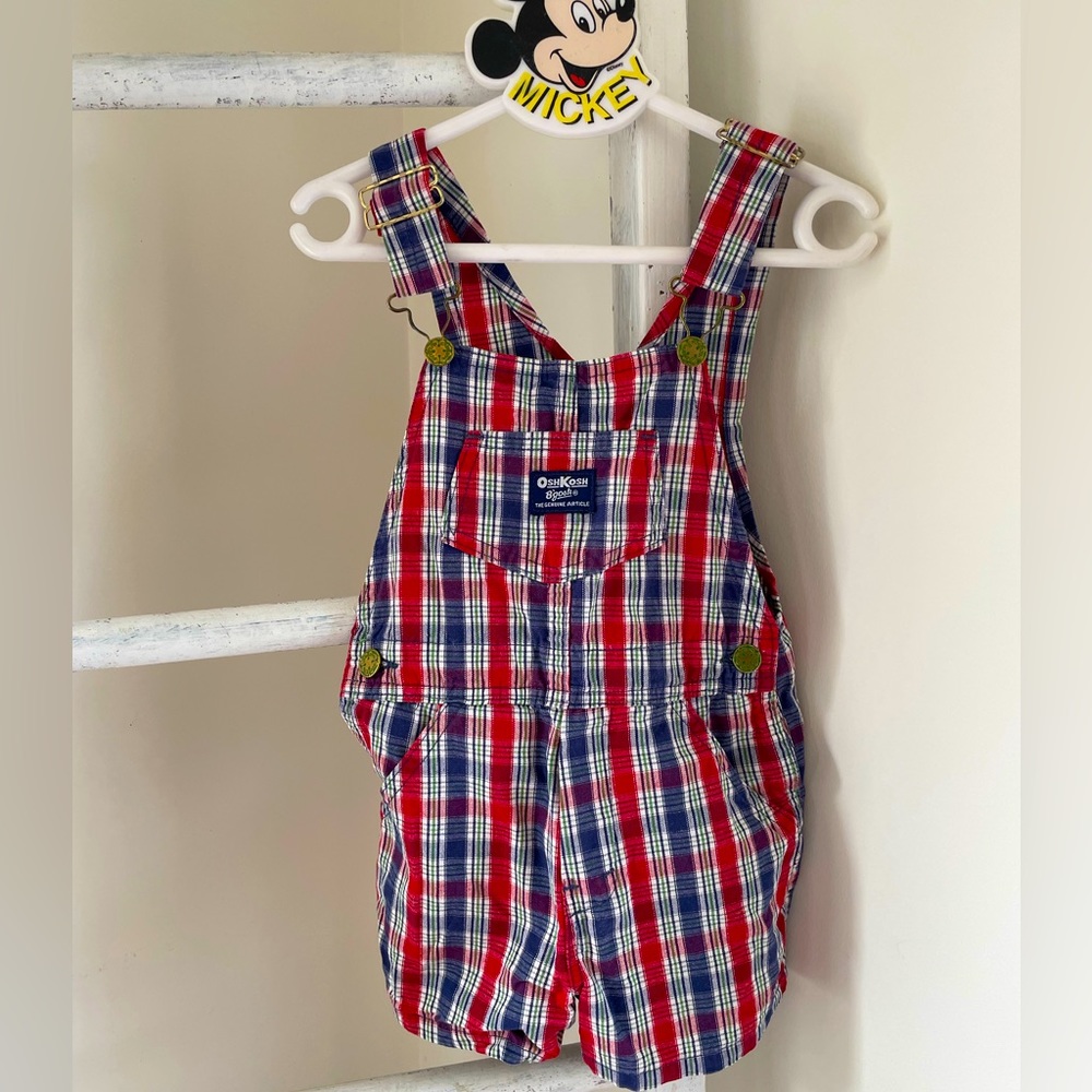 Vintage plaid Oshkosh shortalls